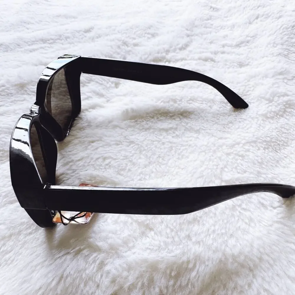 Cedric Black w/ Blue Lenses Mirrored Sunglasses